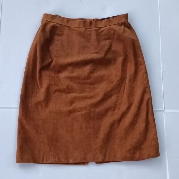 Dresses & Skirts - Vintage Pigskin Leather Straight Skirt-Size 9/10-Outerwear By Phoenix-Lined